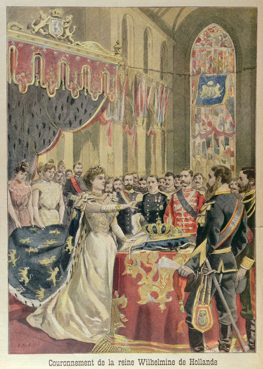 Oath of Constitution of Queen Wilhelmina (1880-1962) at the Nieuwe Kerk (New Church) Amsterdam, August 31st 1898, illustration from Le Petit Journal, September 1898 by French School