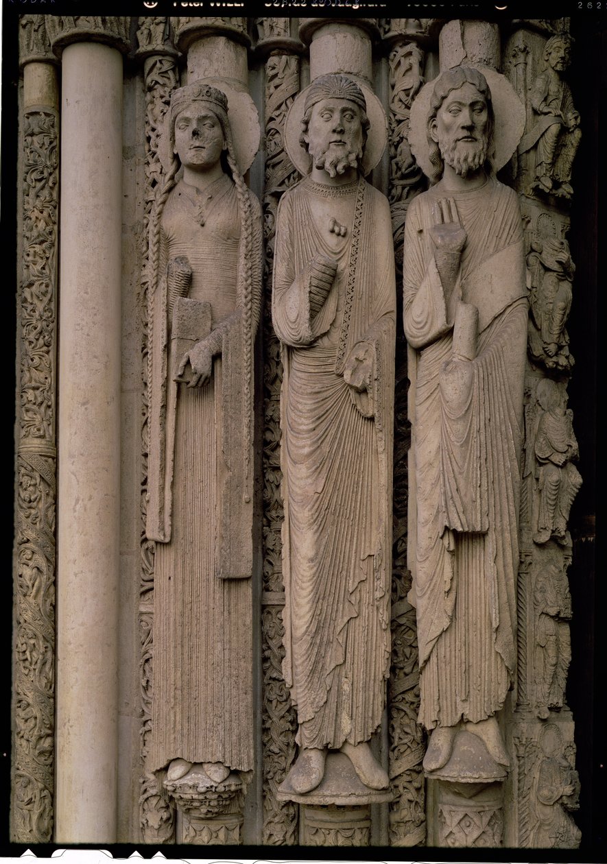Old Testament figures, from the north embrasures of the central door of the Royal Portal of the west facade by French School