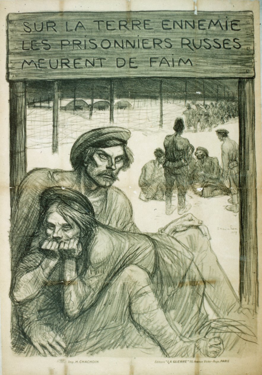 On Enemy Soil The Russian Prisoners Die Of Hunger, World War II Poster by French School