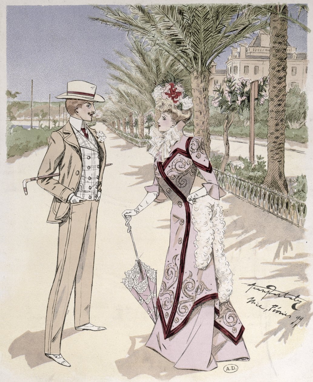 On the Promenade des Anglais, Nice, February 1899 by French School