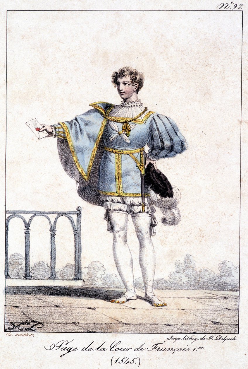 One page engraving at the court of Francois I circa 1545 by French School