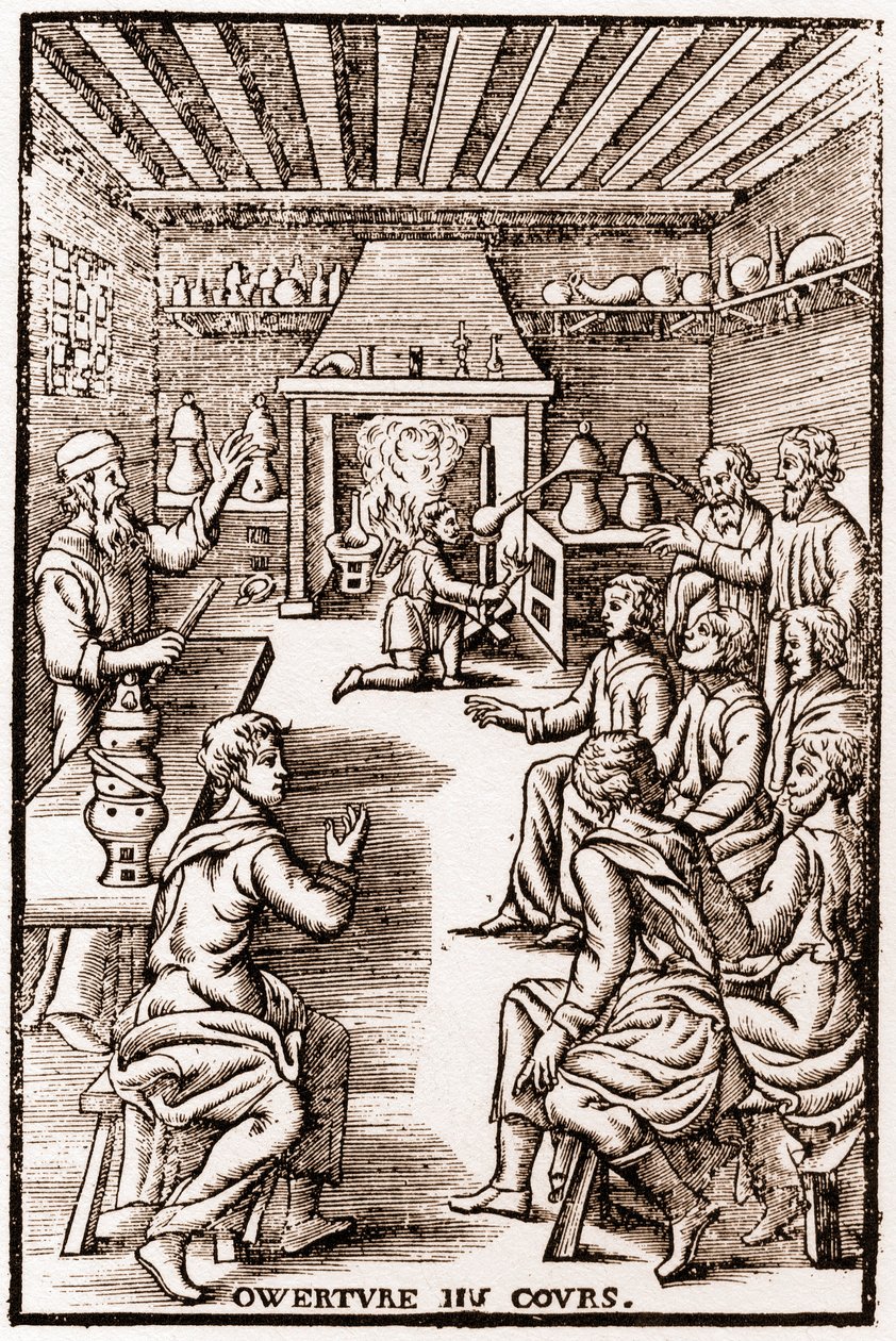 Opening of the course of transmutatory chemistry - Engraving of 1653 in 