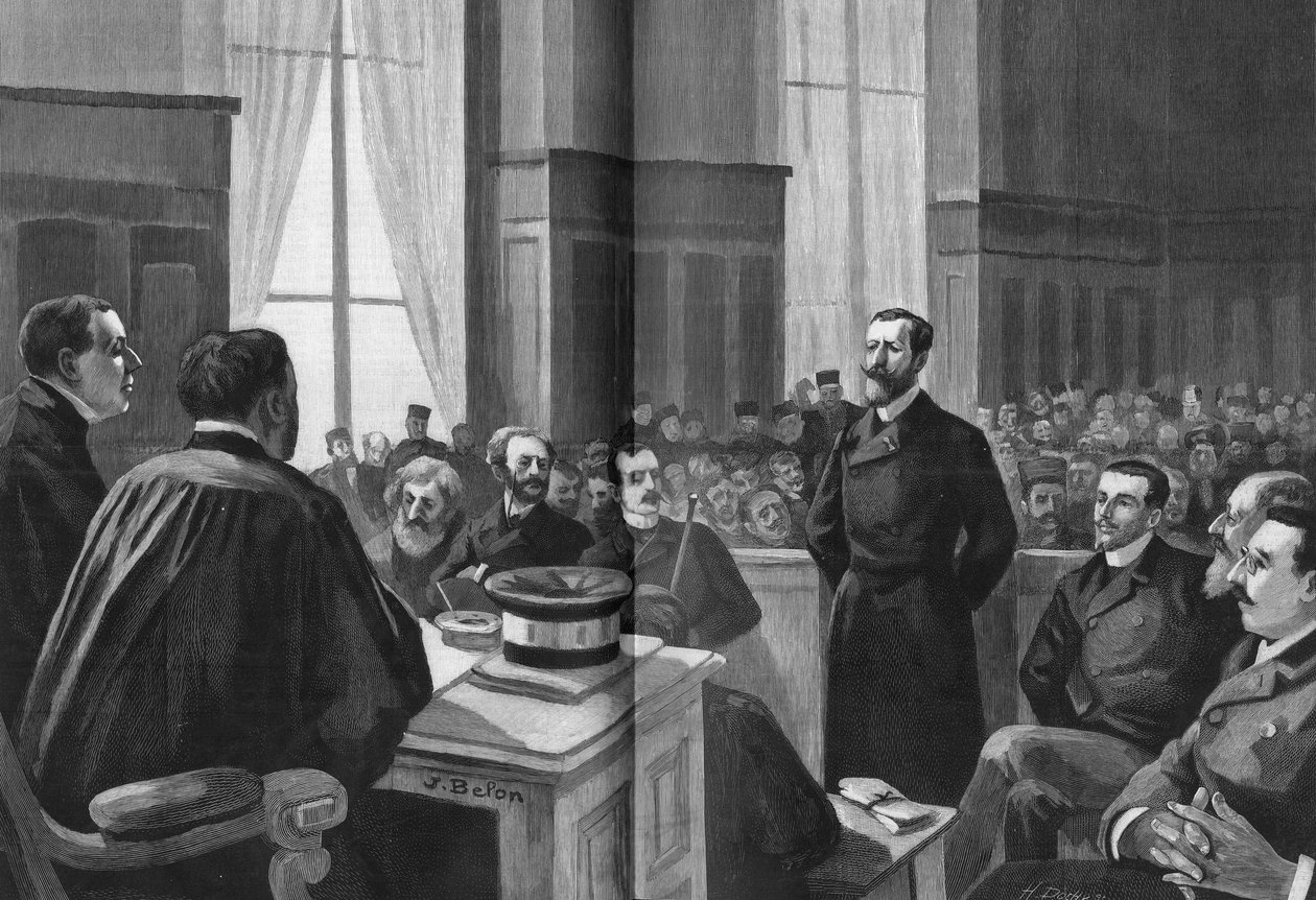 Opening of the proceedings of the League of Patriots in 1889. President Gillet, Naquet, Laisant, Laguerre, Deroulede, Richard, Turquet, Gallian by French School