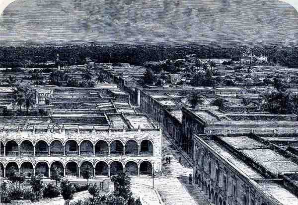 Panoramic View of Merida, from The Ancient Cities of the New World, by Claude-Joseph-Desire Charnay, pub. 1887 by French School