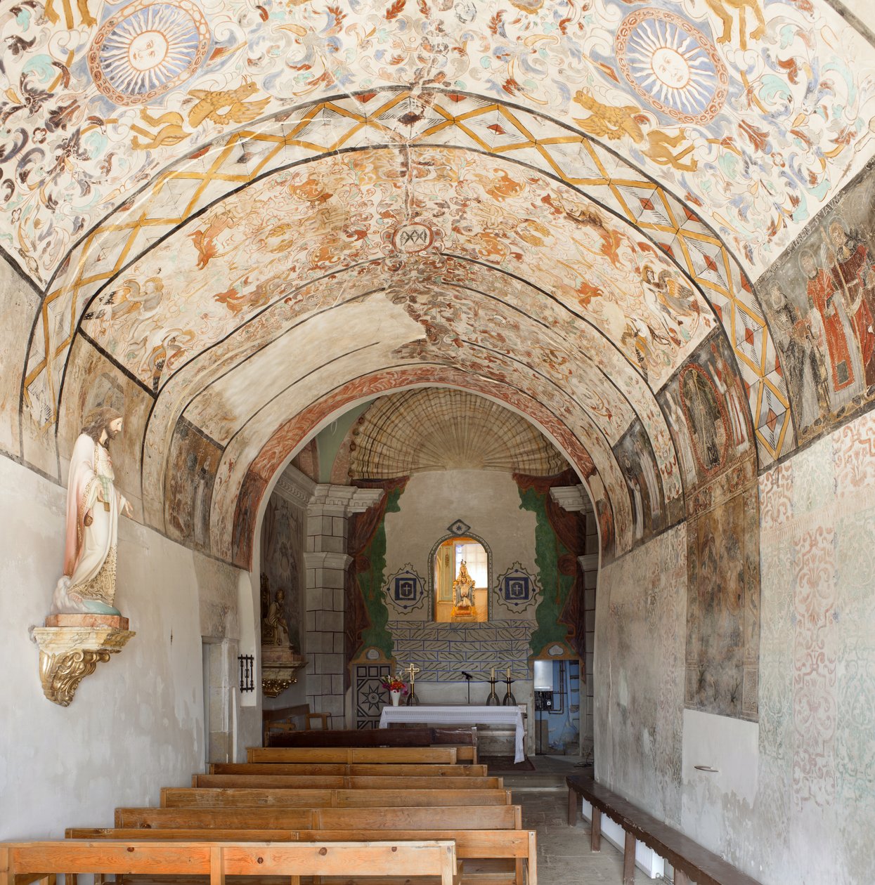 Parish Church of Mare de Déu de Solers. Interior. The Nave. Mural Paintings. by French School