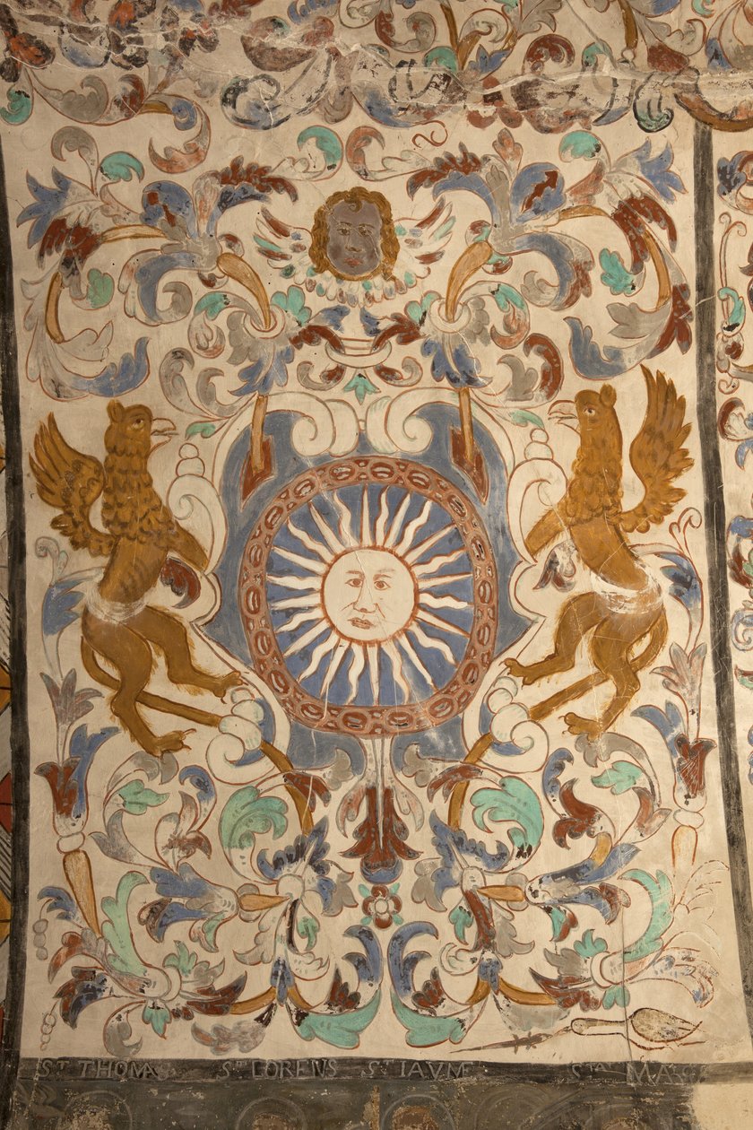 Parish church (Església de la Mare de Déu de Solers). Interior. The naves. Mural paintings. (detail). 16th century (?) by French School