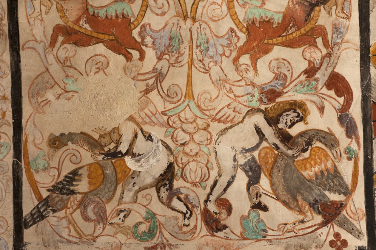 Parish church (Església de la Mare de Déu de Solers). Interior. The naves. Mural paintings. (detail). 16th century (?) by French School