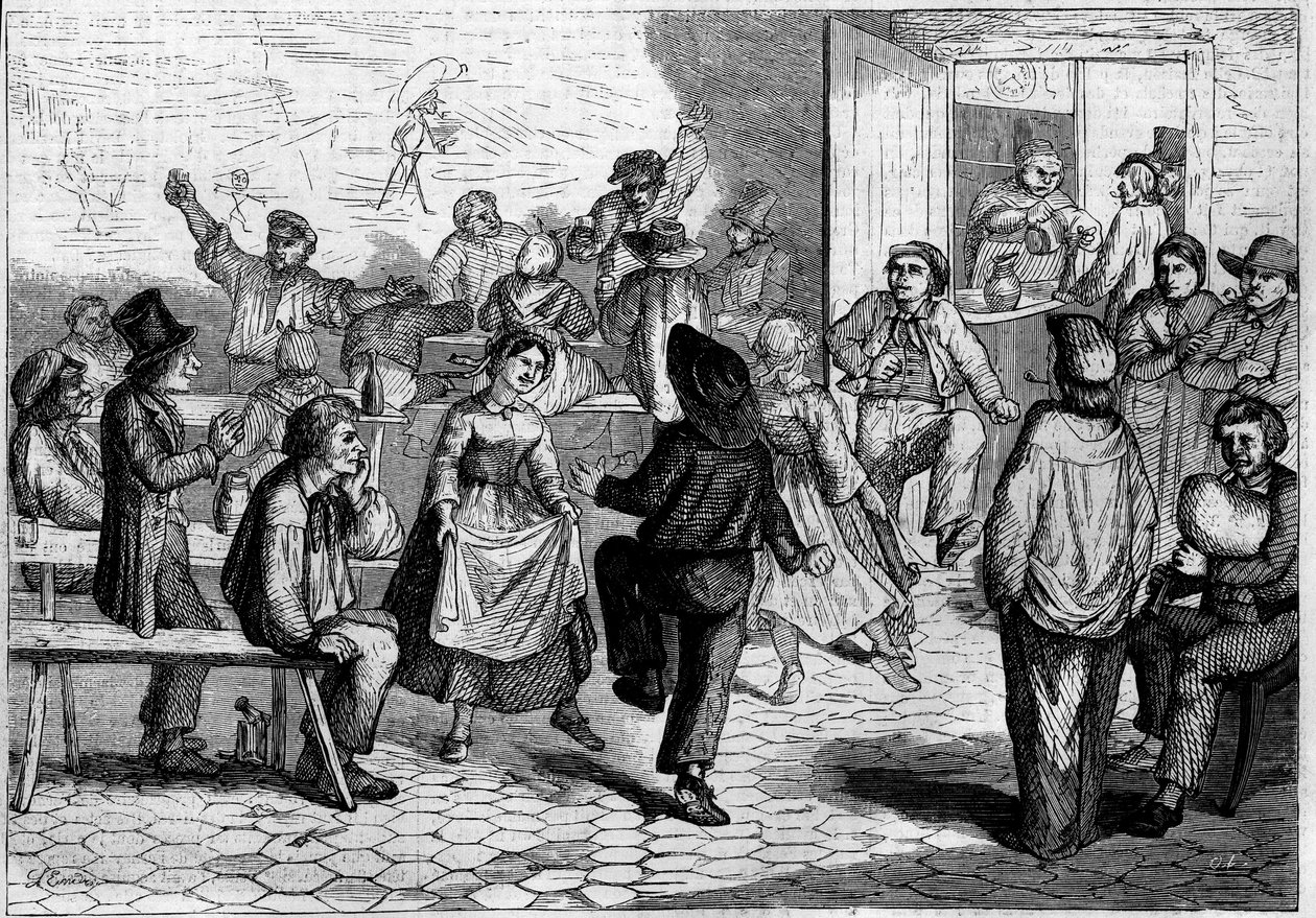 Party in Paris: a ball of water carriers and coal makers, at the Barriere de la Villette by French School