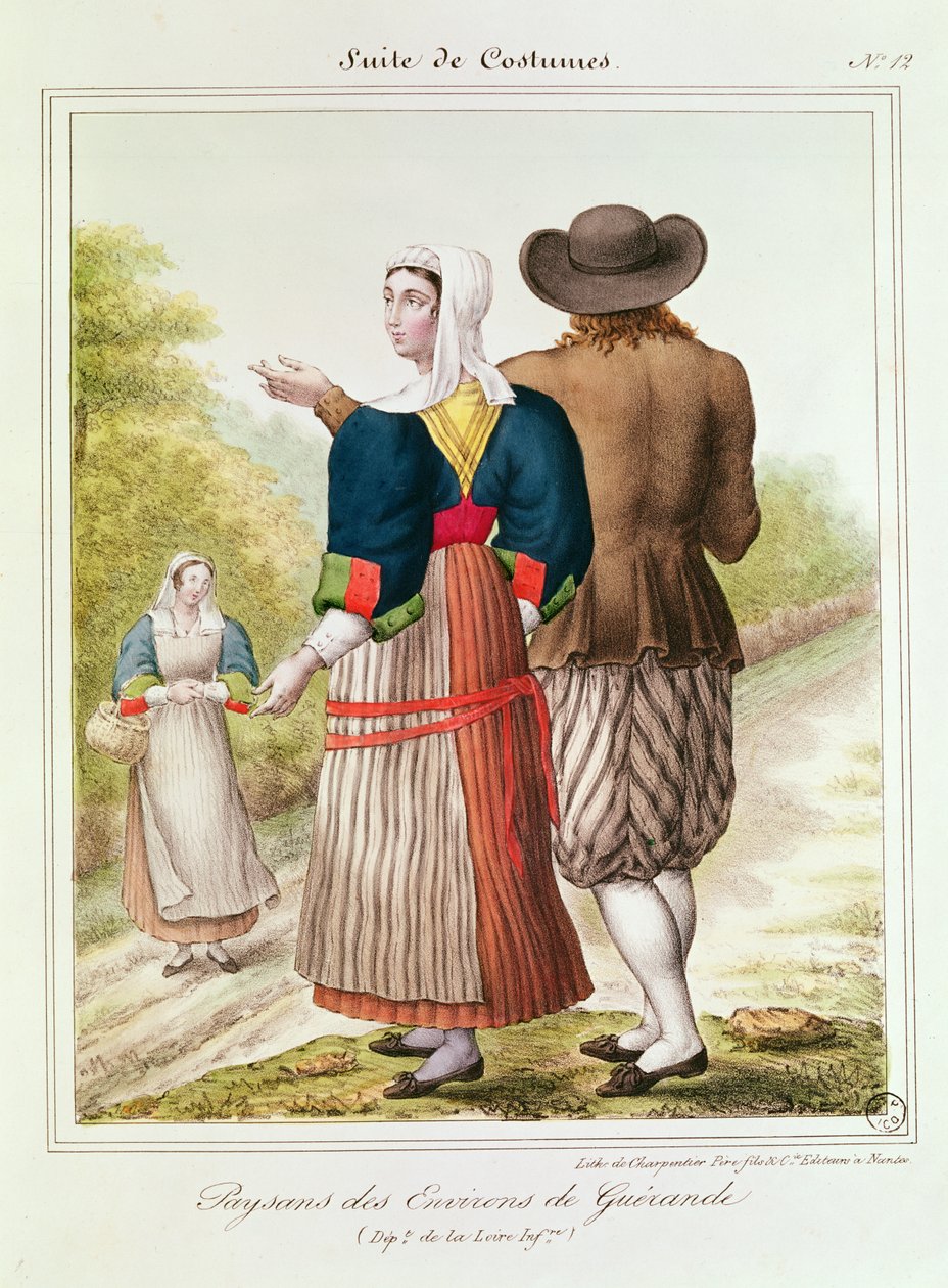 Peasants from Guerande, from Les Costumes Bretons de Charpentier by French School