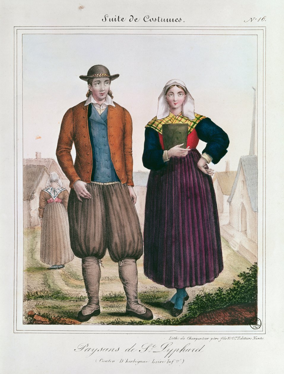 Peasants from Saint-Lyphard, from Les Costumes Bretons de Charpentier by French School