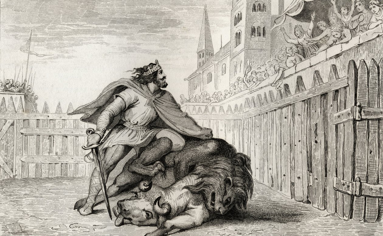 Pepin III (714-68) the Short with the Lion and the Bull, from 