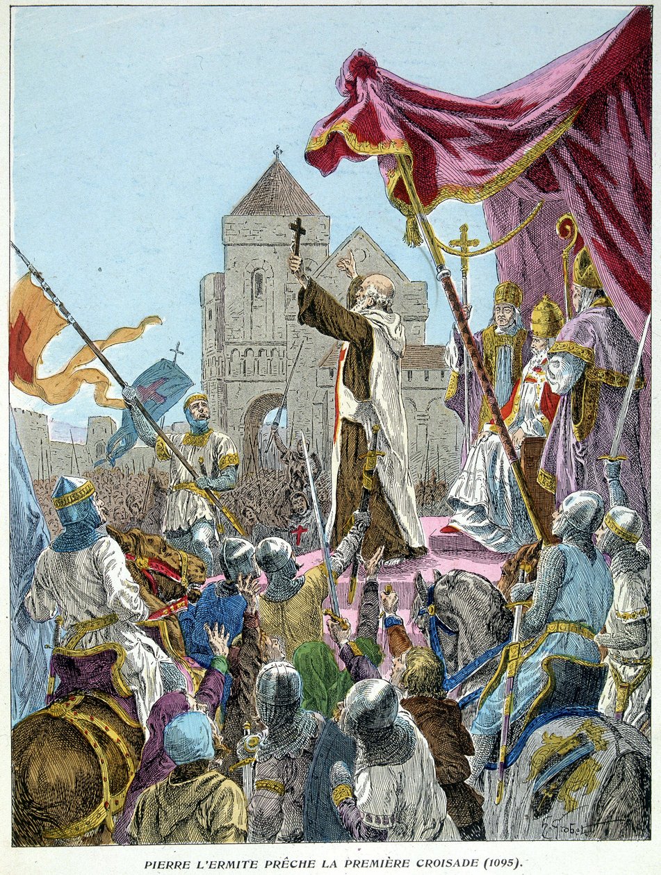 Peter the Hermit preaches the 1st Crusade in 1095 by French School