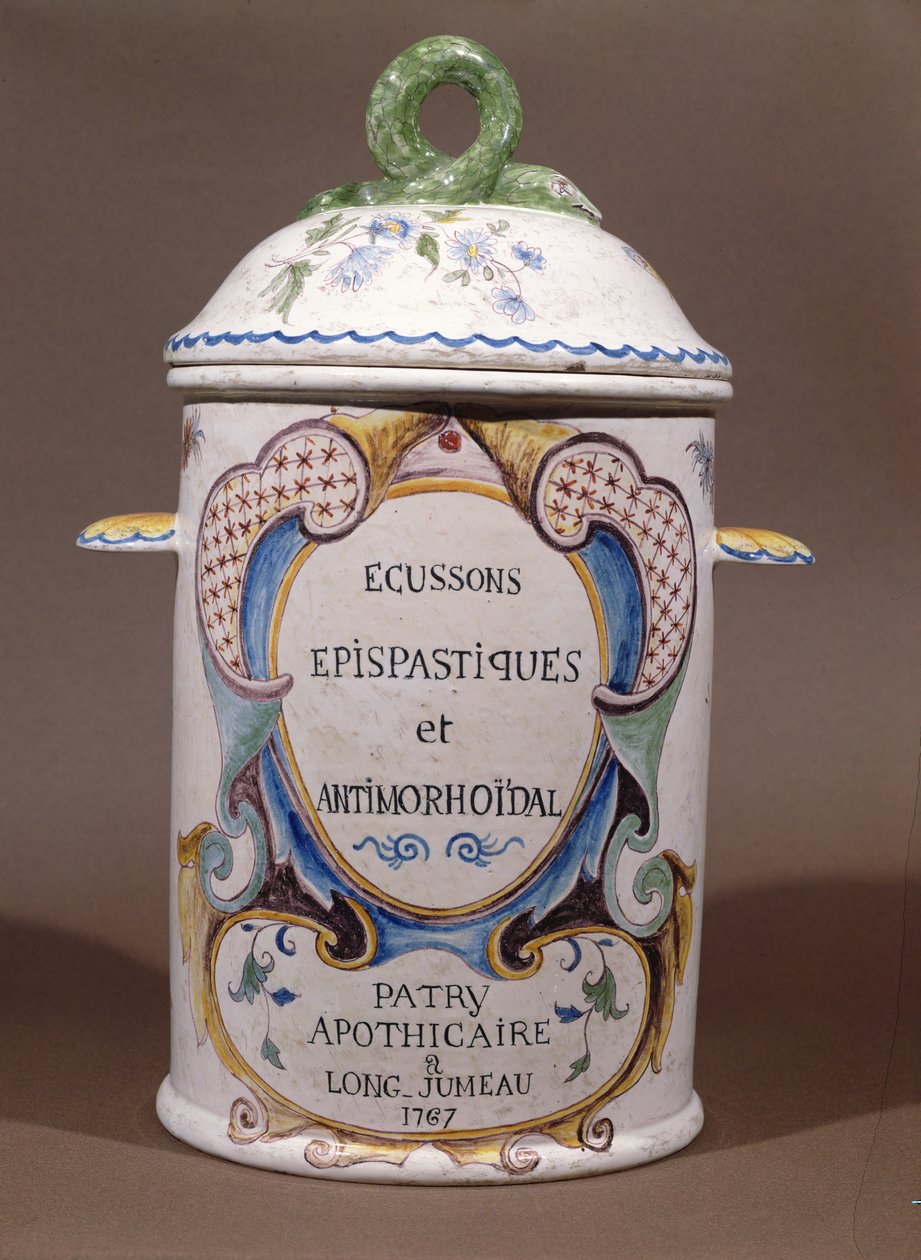 Pharmaceutical jar from the Patry apothecary in Longjumeau, 1767 by French School