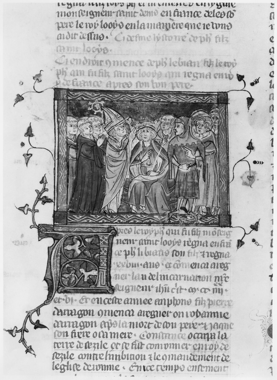 Philip IV, illustration from Grandes Chroniques de France, 1375-79 by French School