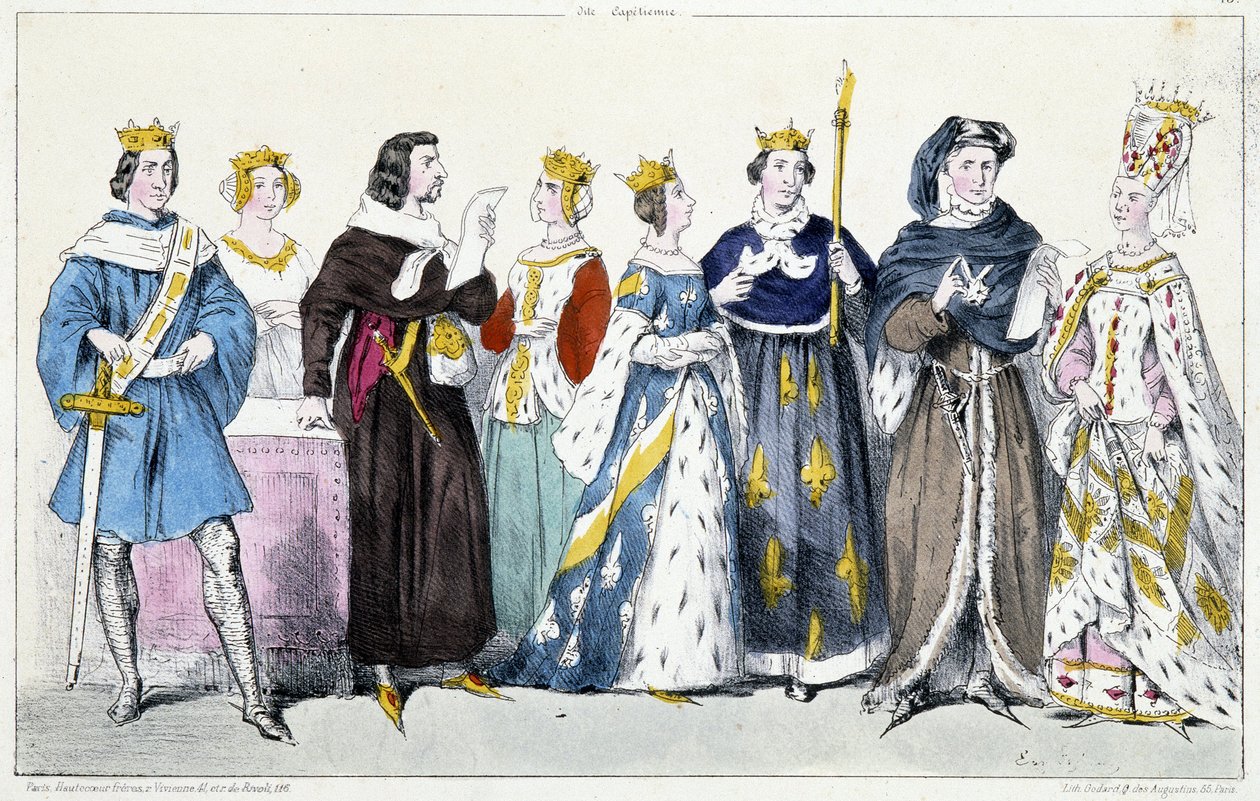 Philip VI of Valois, Jeanne of Burgundy, John II the Good, Jeanne of Boulogne, Jeanne of Bourbon, Charles V the Wise, Charles VI, Isabeau (Isabella, Elizabeth) of Bavaria (1371-1435) by French School