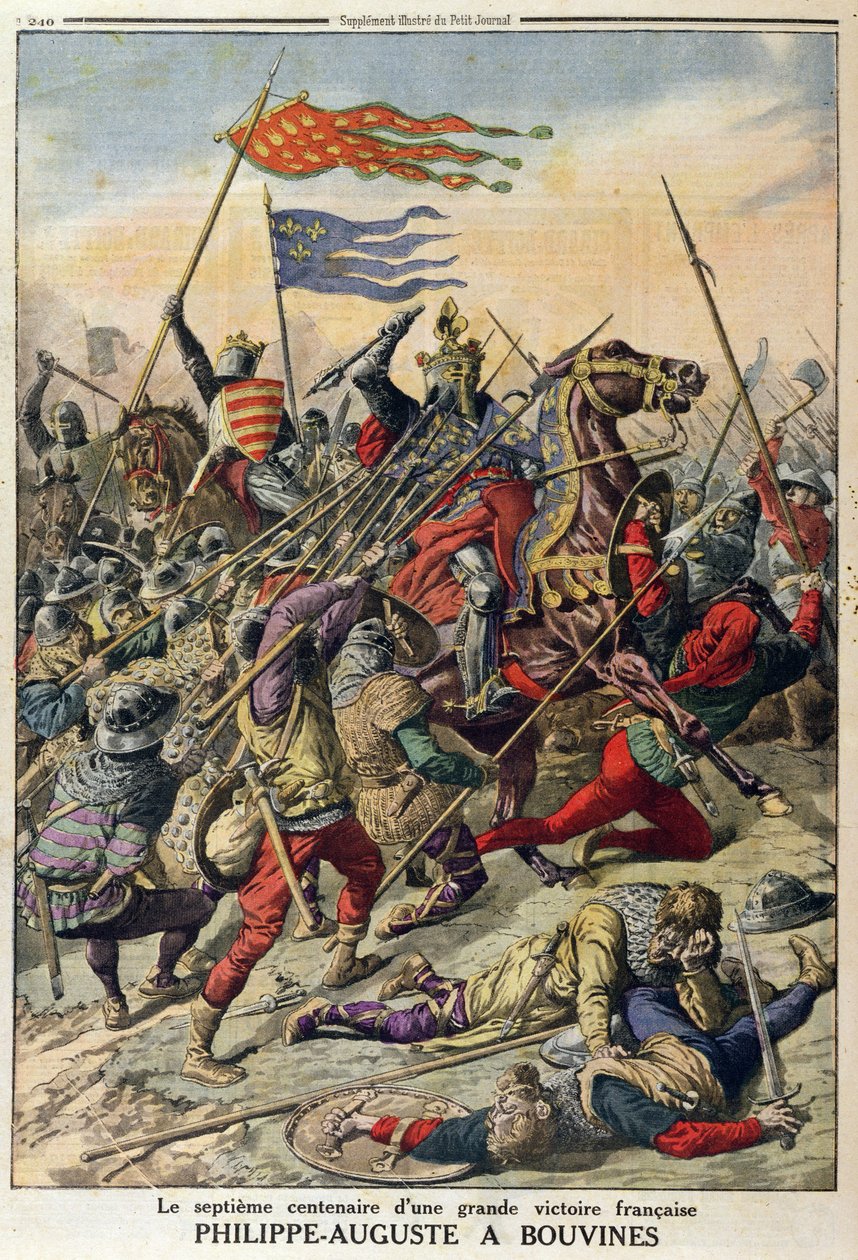 Philippe-Auguste at Bouvines, illustration from Le Petit Journal by French School