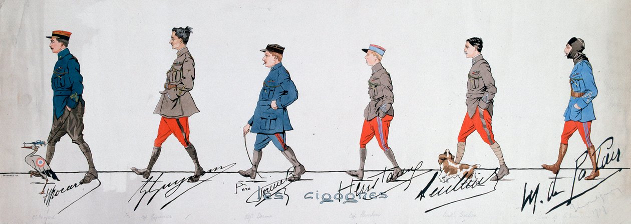 Pilots of the Squadron “The Storks” during the First War. Paris. Museum of the Two World Wars by French School