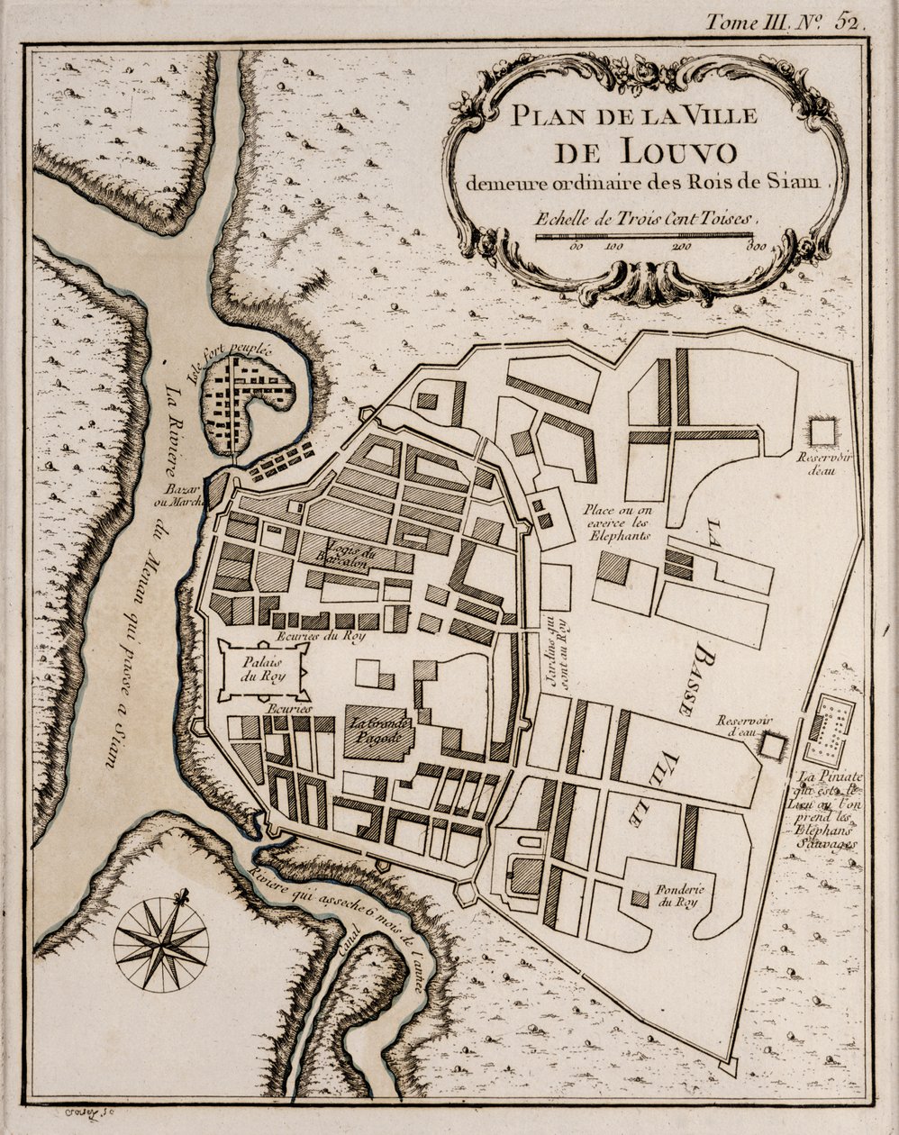 Plan of Lopburi, 1751 by French School