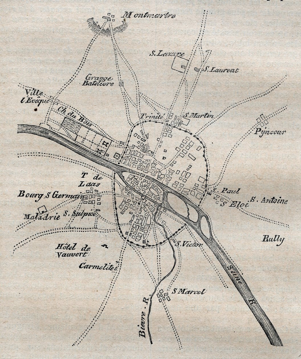 Plan of Paris Under Philippe Auguste by French School