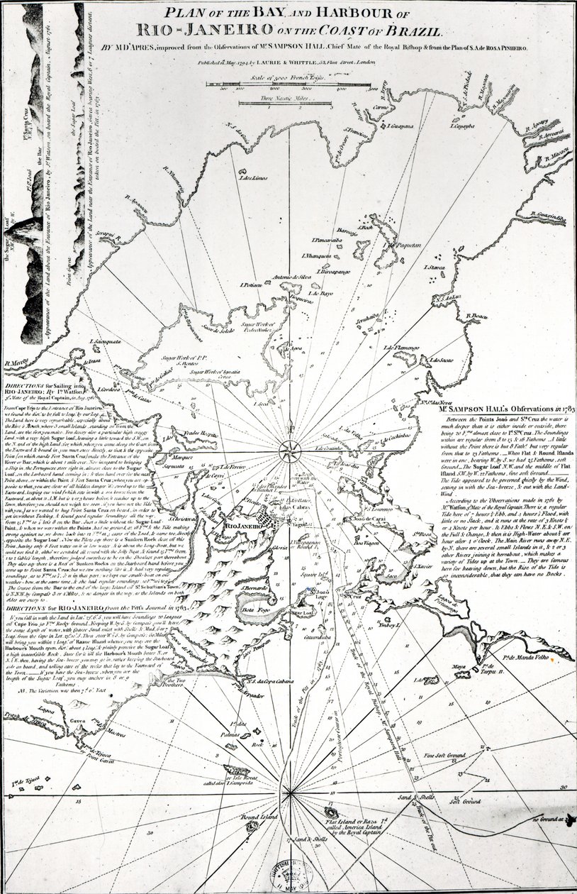 Plan of the Bay and Harbour of Rio de Janeiro on the Coast of Brazil by French School