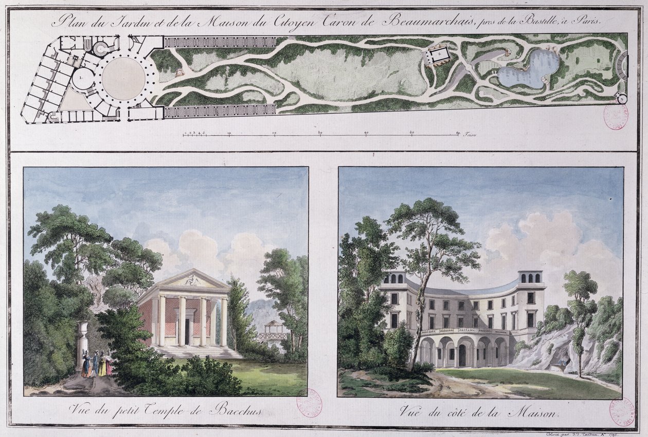 Plan of the Garden and House Built for Pierre Augustin Caron de Beaumarchais by Lemoine, c.1784 by French School