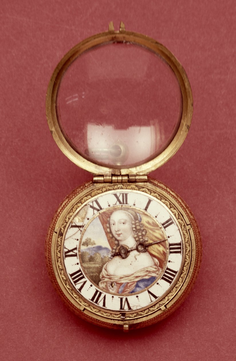 Pocket Watch with White Enamel Chapter Ring, Bearing a Portrait Said to be of Anne Marie Louise d