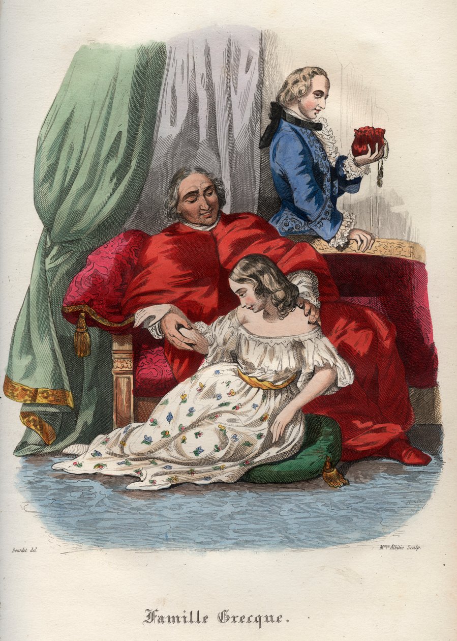 Pope Pius VI seducing a young woman by French School