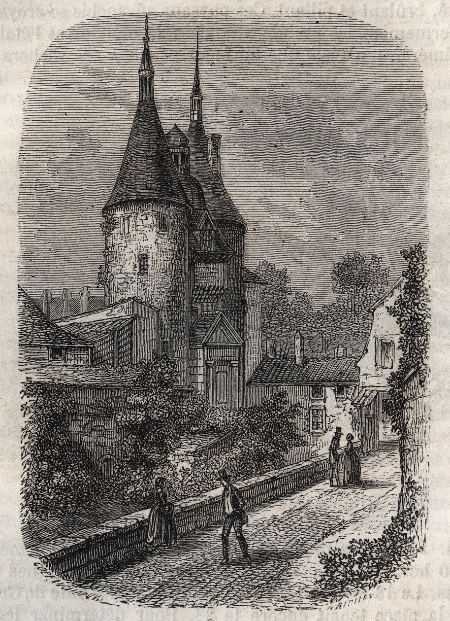 Porte de la Craffe a Nancy, vestige of medieval fortifications, erected in the 14th century north of the old town - engraving in 