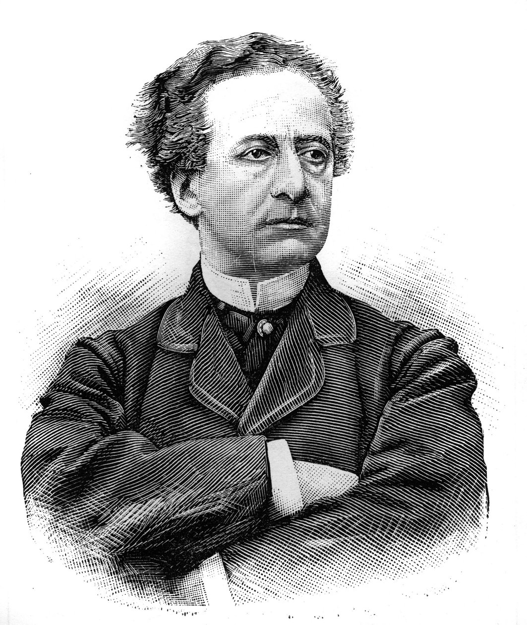 Portrait of Jean Baptiste Prospere Bressant, French comedian of the Comedie Francaise. Engraving in 