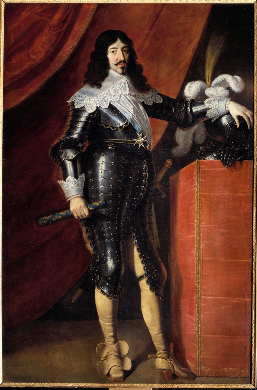 Full-length portrait of Louis XIII (1601-1643) in armor. Painting by the French School of the 17th century. Musee du chateau de Chambord by French School