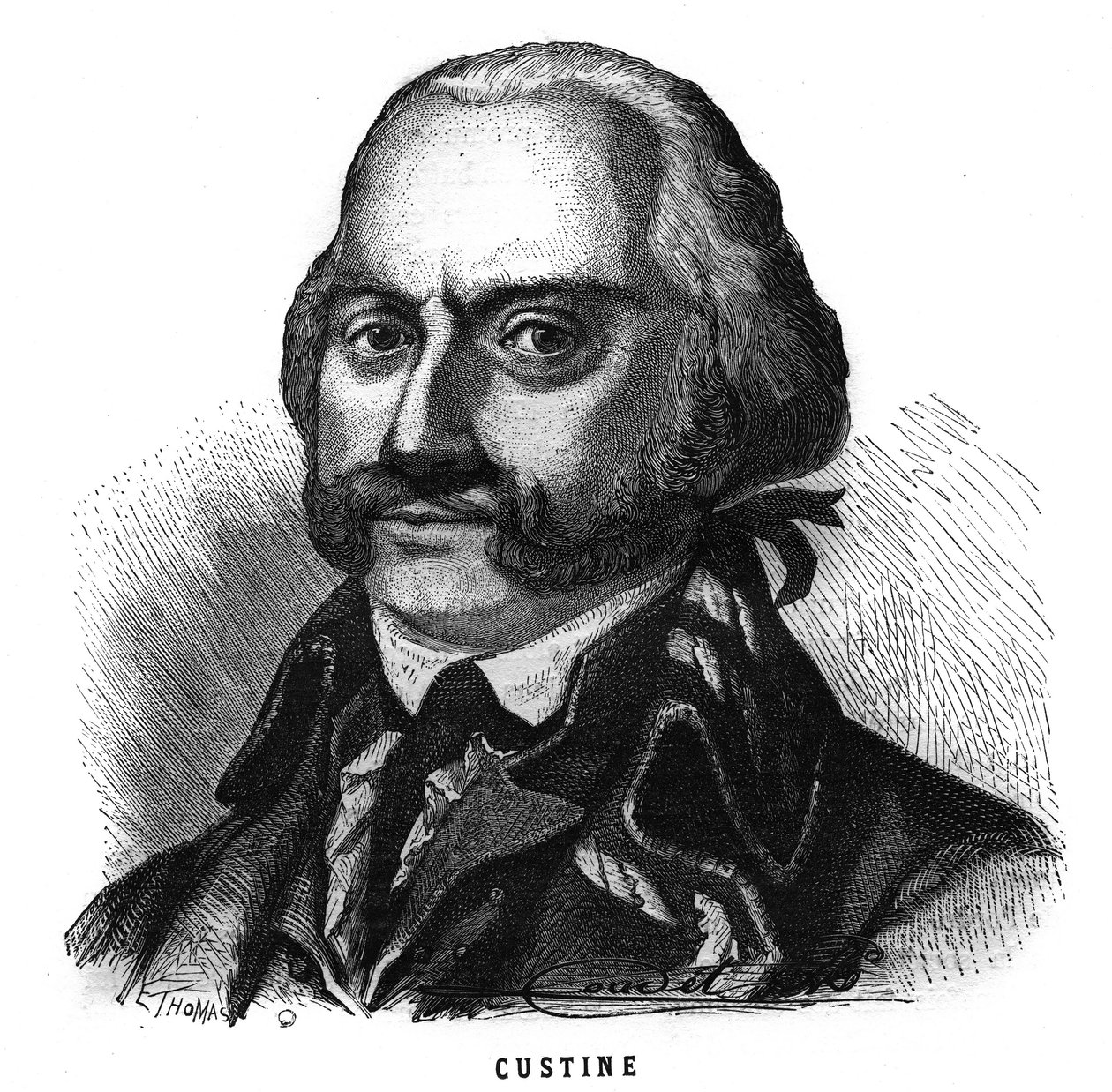 Portrait of Adam Philippe de Custine (1740-1793) General Francais. Engraving in 