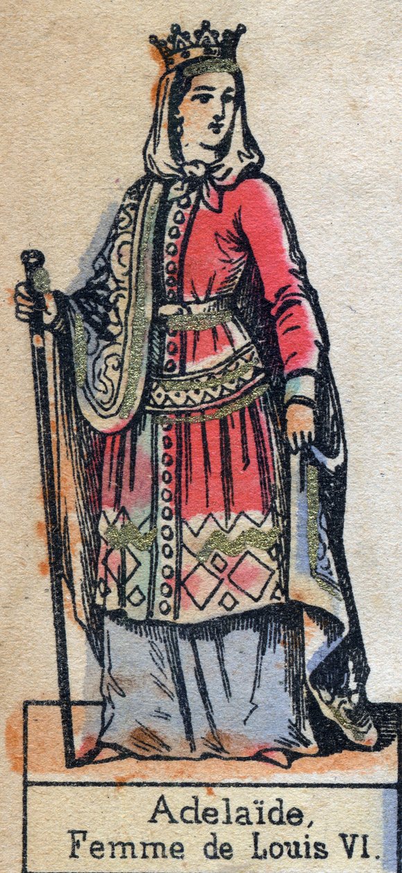 Portrait of Adele de Savoie (Alix or Adelaide de Maurienne) (ca. 1100-1154), wife of Louis VI of France. Illustration late 19th century. by French School