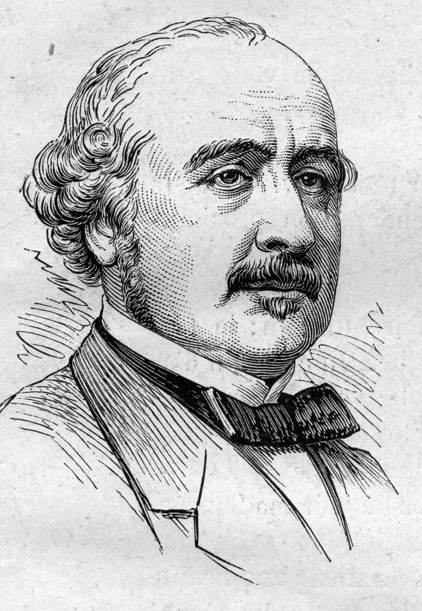 Portrait of Albert de Broglie (1821-1901), French politician, diplomat, historian, essayist and academician. Engraving in 