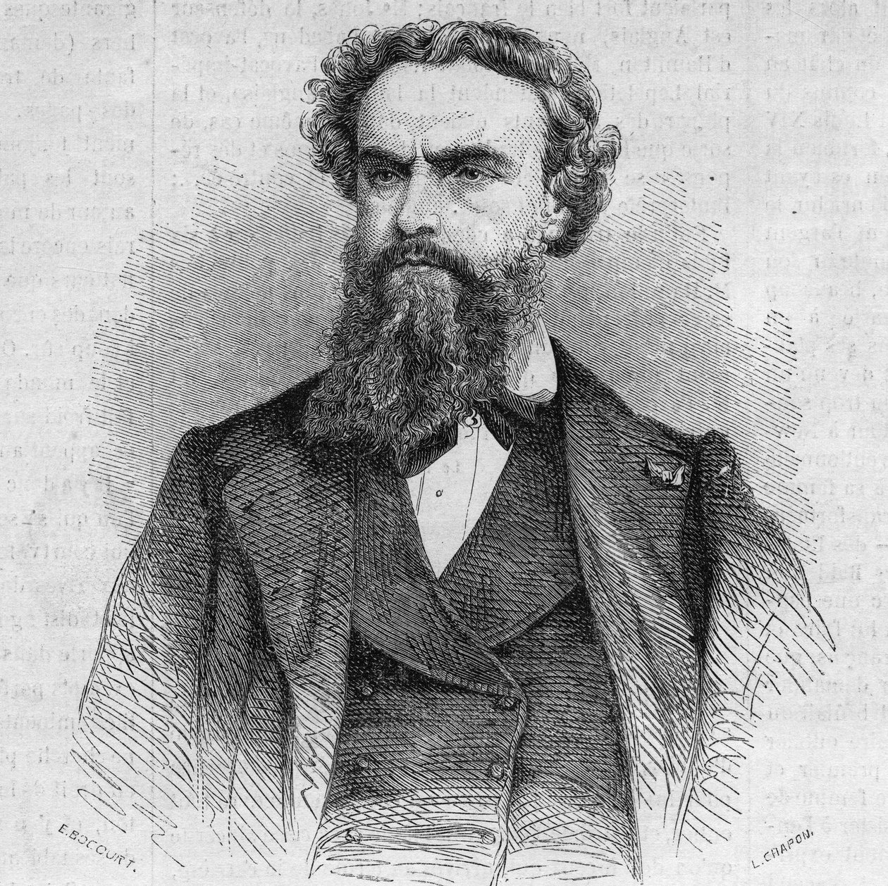 Portrait of Alexandre Cabanel (1823-1899), French painter. Engraving in "Le Monde Illustré" n°338 of October 3 by French School