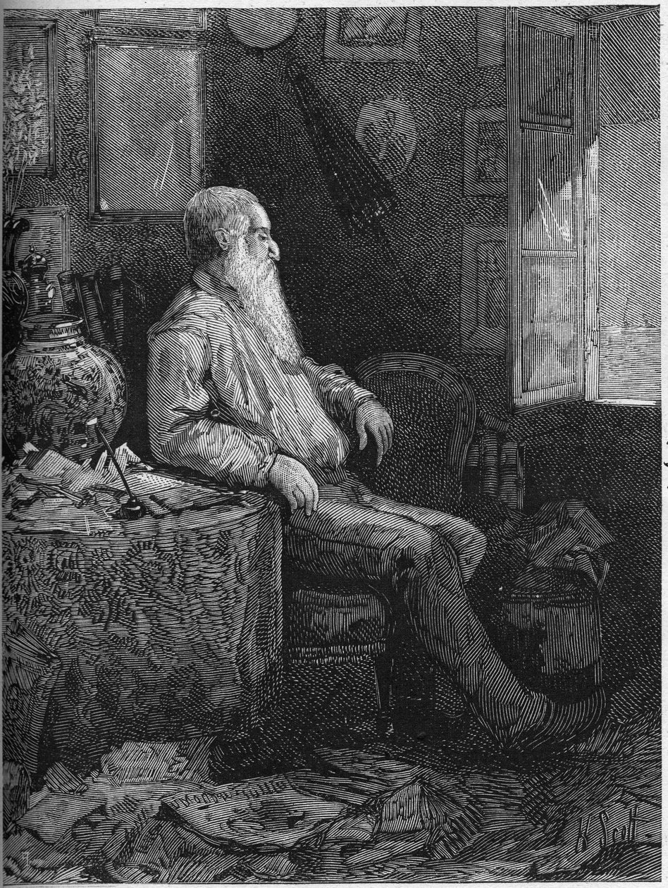 Portrait of Alphonse Karr (1808-1898), French novelist and playwright. Engraving in Le Monde Illustré n°1122 of 28 September 1878. by French School