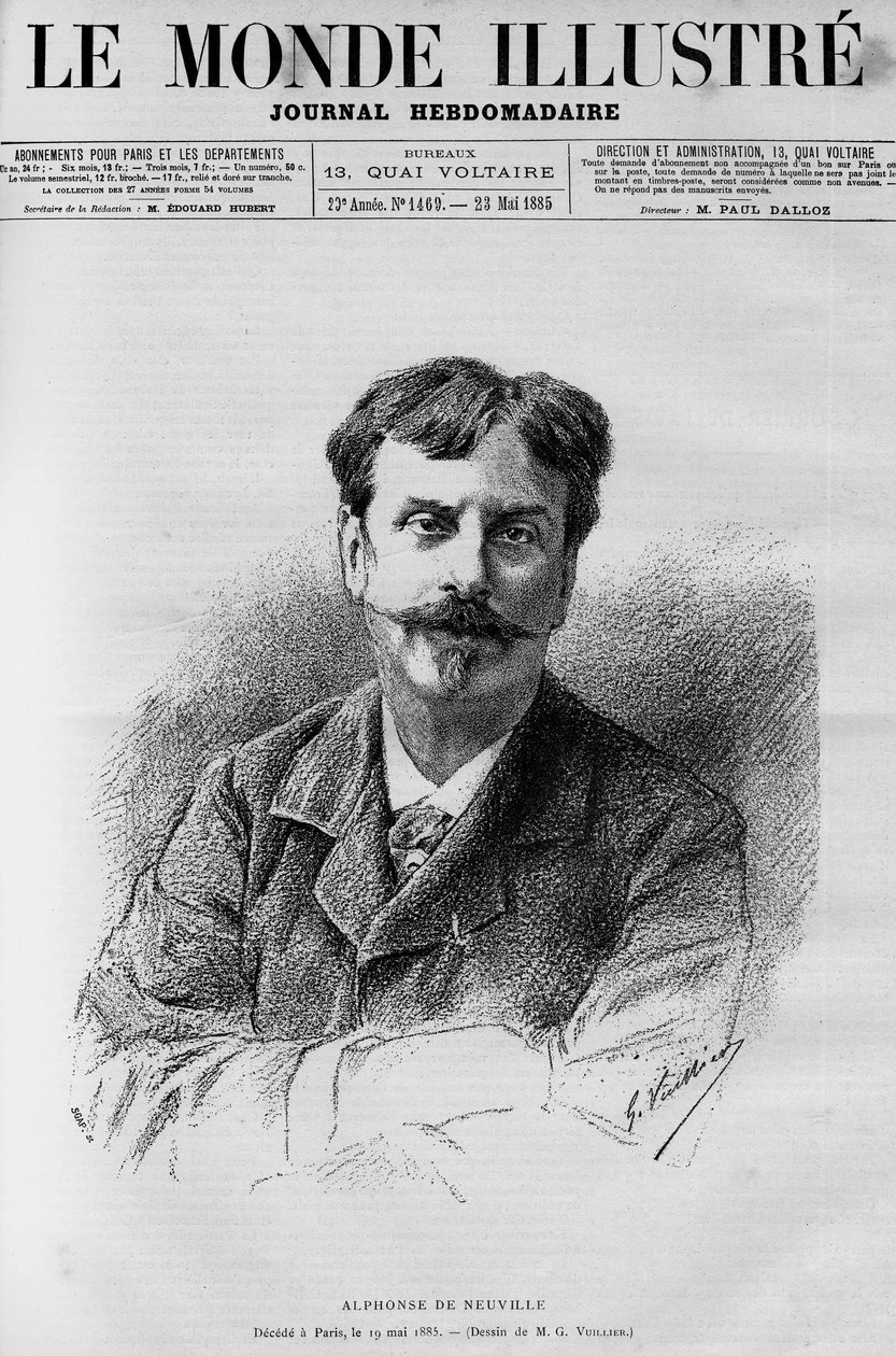 Portrait of Alphonse de Neuville, French painter and cartoonist, in 