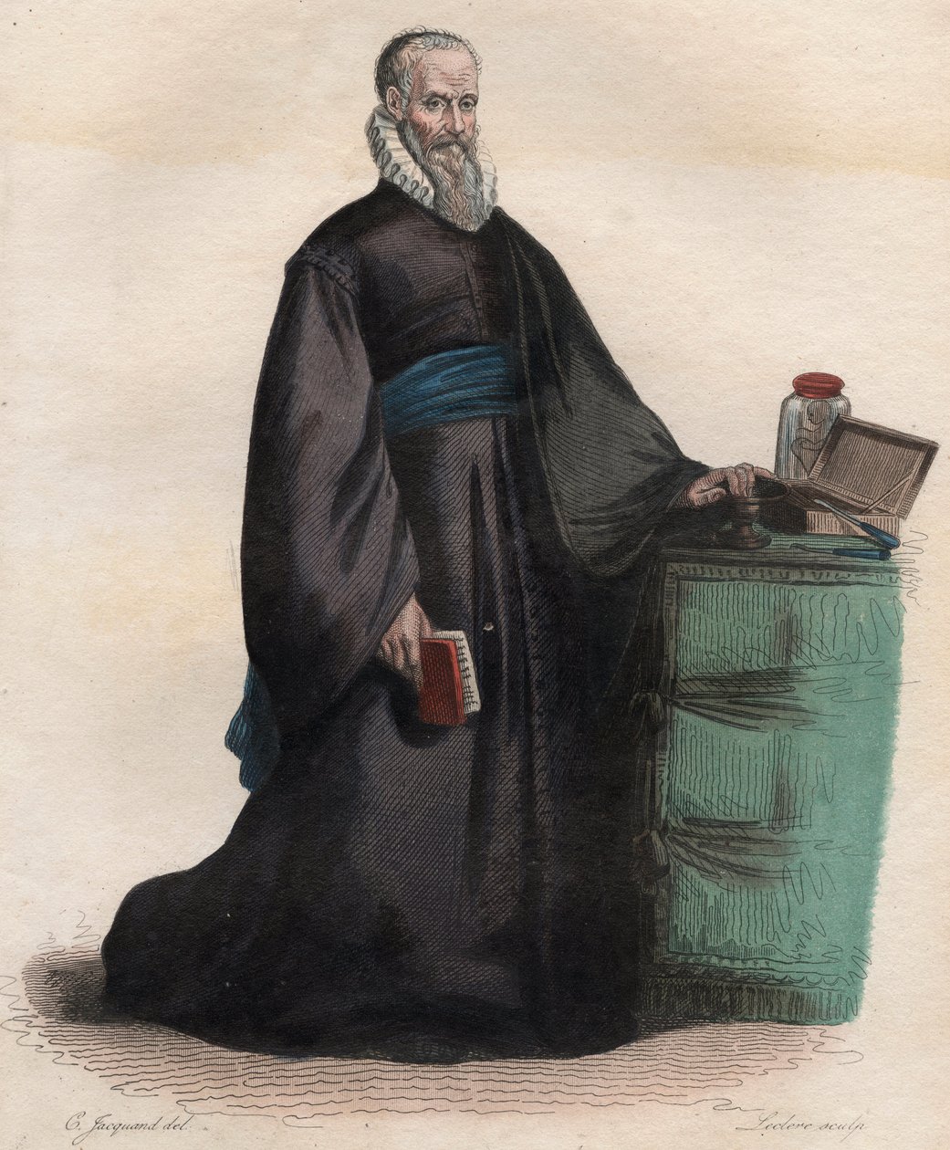 Portrait of Ambroise Paré, French surgeon. Illustration from 