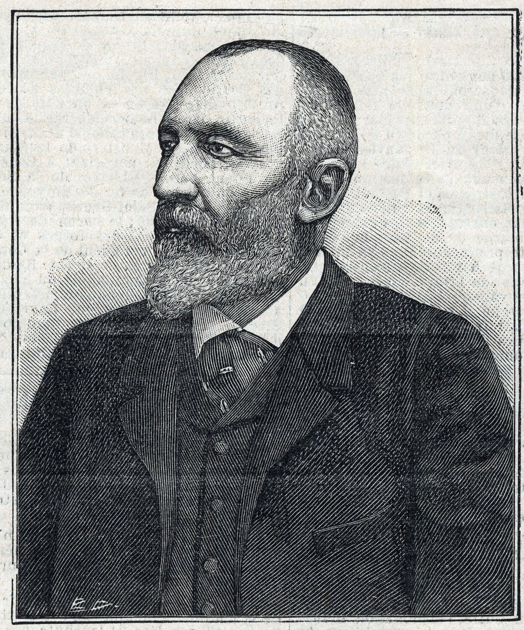 Portrait of Auguste Scheurer-Kestner (1833-1899), chemist, industrialist, and Alsatian politician. Engraving from 1897 by French School