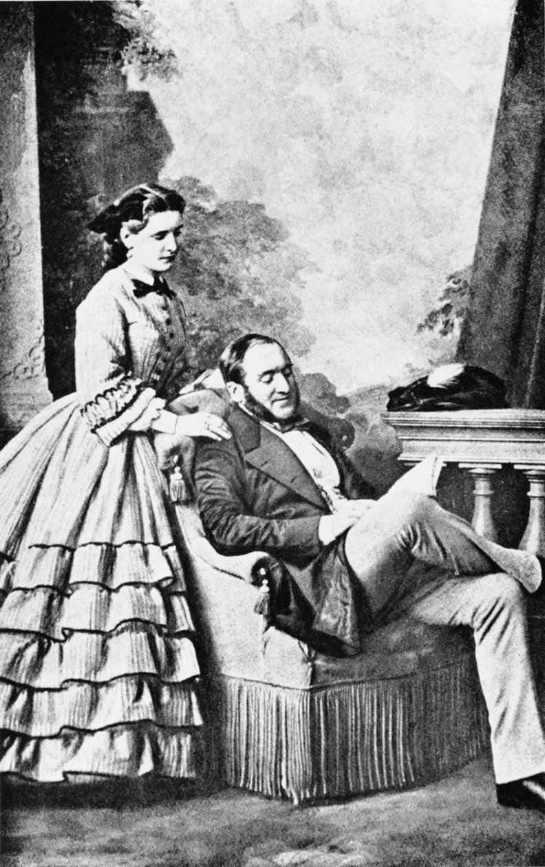 Portrait of Baron Georges Eugene Haussmann and his daughter, from The Life and Times of Baron Haussmann, London, Weidenfeld & Nicholson, 19th century by French School