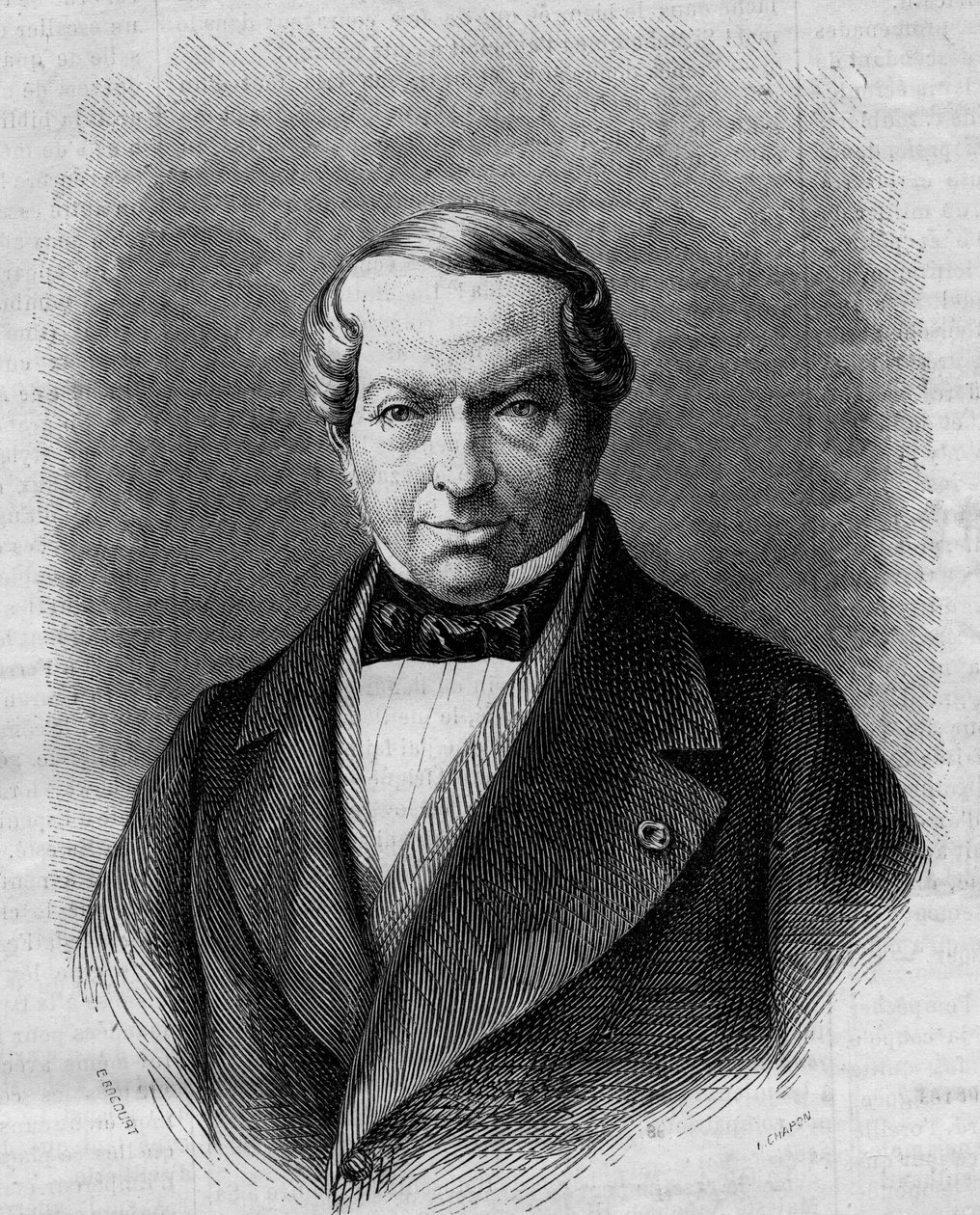 Portrait of Baron James de Rothschild, German banker. Engraving in Le Monde Illustré n°298 of 27 December 1862 by French School