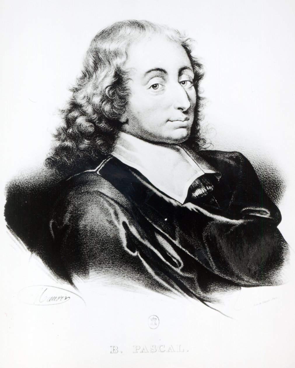 Portrait of Blaise Pascal engraved by Francois Seraphin Delpech by French School
