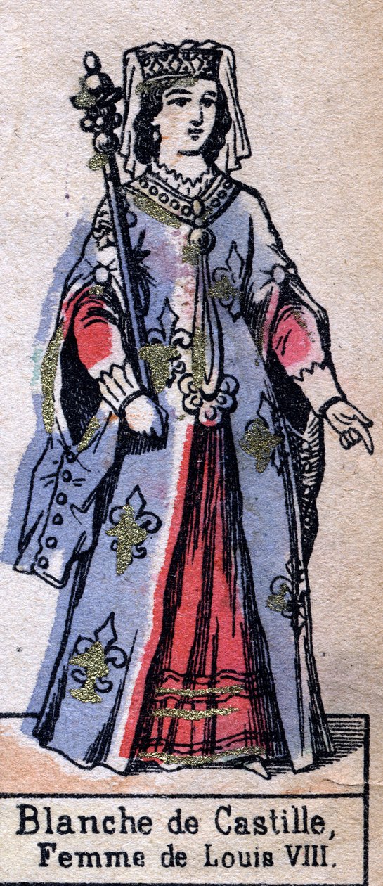 Portrait of Blanche de Castille (1188-1252), wife of Louis VIII of France. Illustration late 19th century. by French School