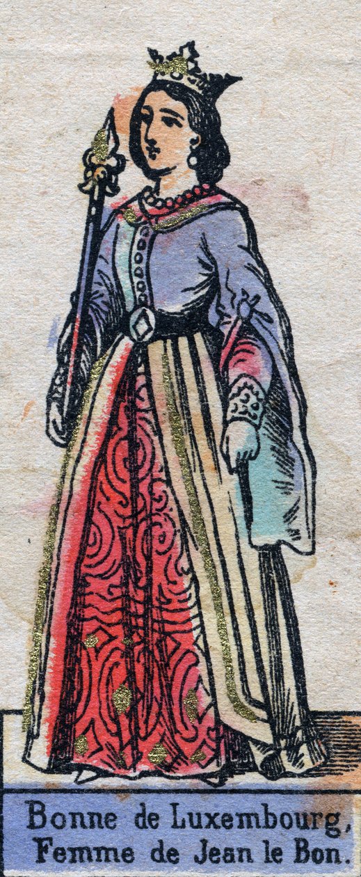 Portrait of Bonne de Luxembourg (1315-1349), wife of John II of France. Illustration late 19th century. by French School