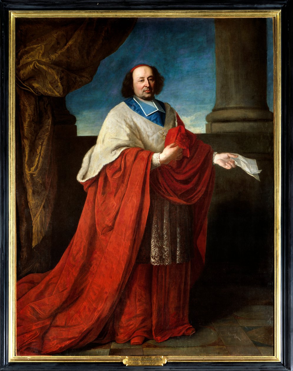 Portrait of Cardinal de Cambout de Coislin (1636-1706) Bishop of Orleans, Prior of Longpont. Anonymous painting of the 17th century by French School