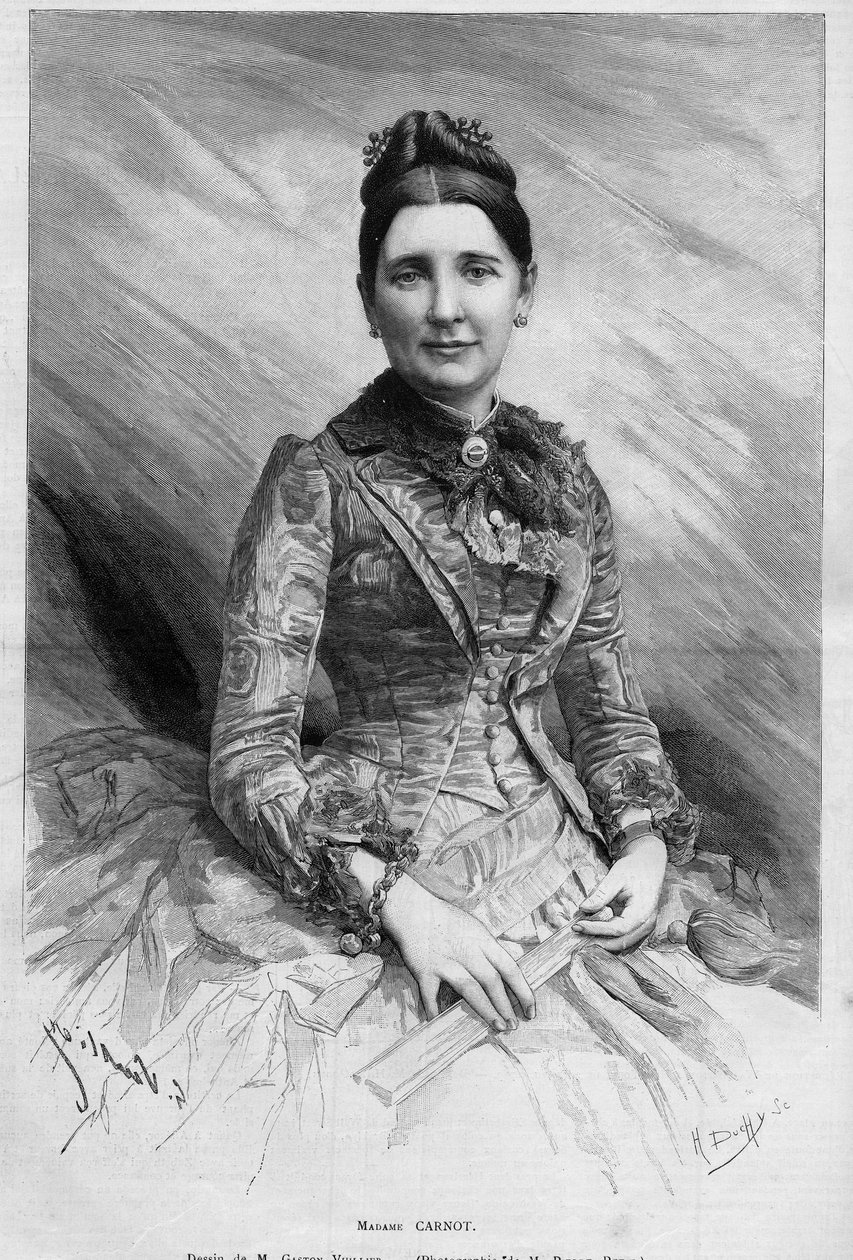 Portrait of Cecile Carnot, Wife of Sadi Carnot, President of the French Republic - Engraving in 
