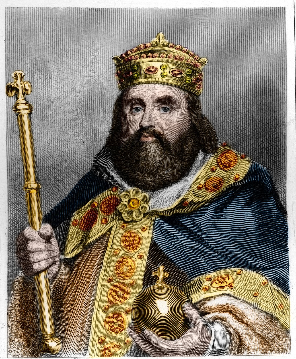 Portrait of Charles III the Fat (839-888) Emperor of the West (881 - 887) and Regent of France (884 - 887) - in 