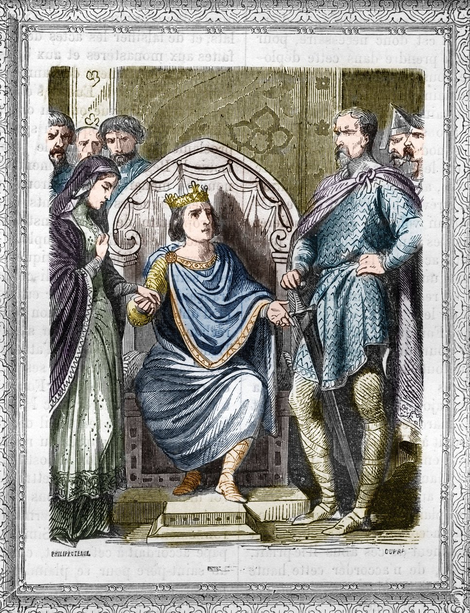 Portrait of Charles III called the Simple. Engraving from 