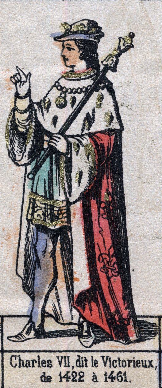 Portrait of Charles VII of France, known as Charles the Victorious or Charles the Well-Served (1403-1461) (Capetian dynasty). Illustration late 19th century. by French School