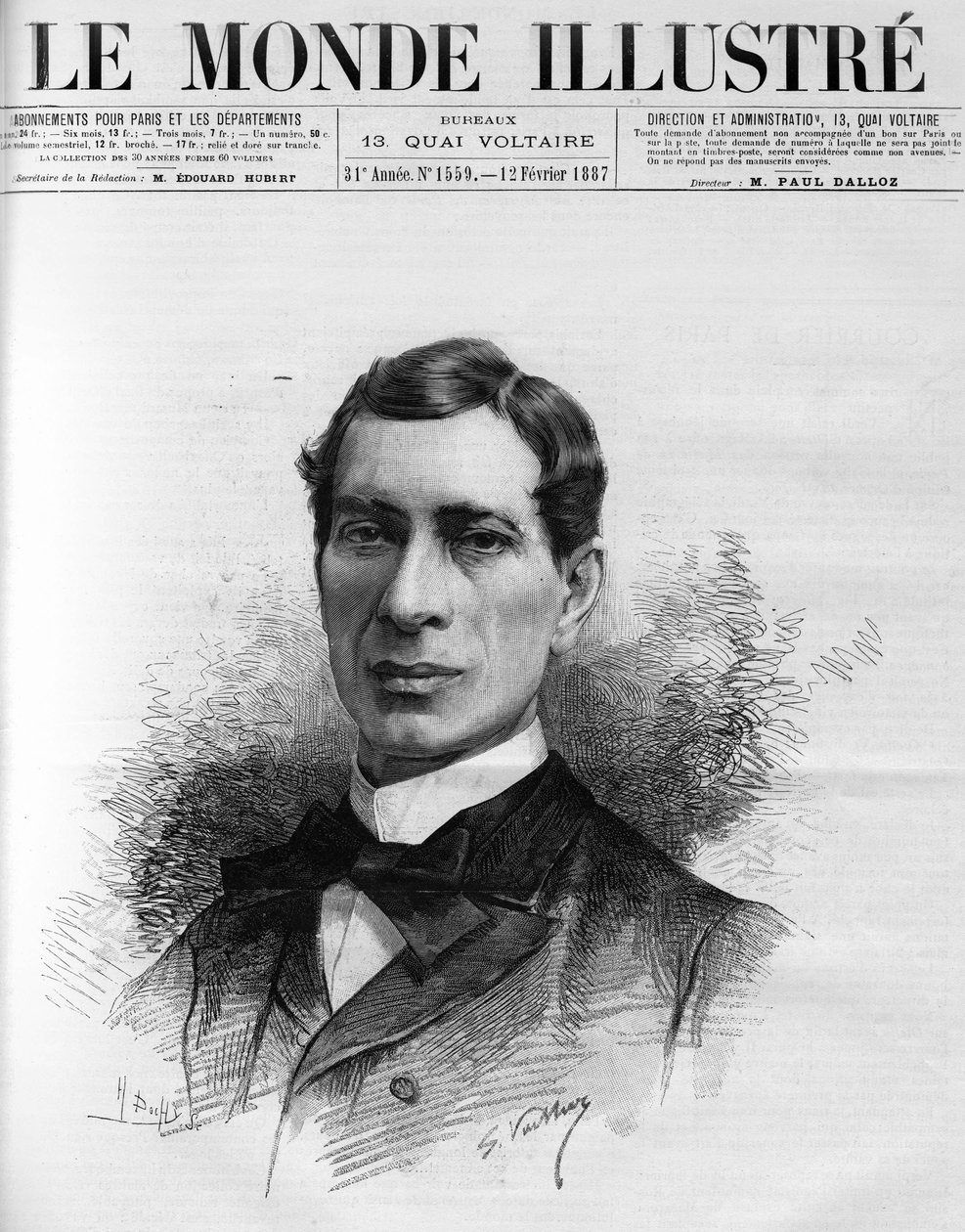 Portrait of Edouard Herve, member of the French academy, elected in 1886. He was an ardent defender of the cheap press accessible to all, in The Illustrous World by French School