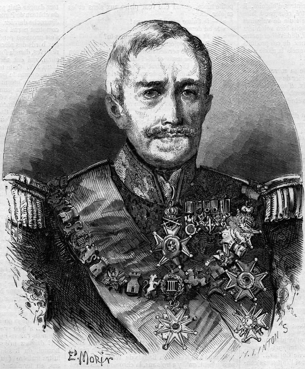 Portrait of Esprit Victor Elisabeth Boniface de Castellane, French marshal. Engraving in “Le Monde Illustré” n°56 of 1 May 1858. by French School